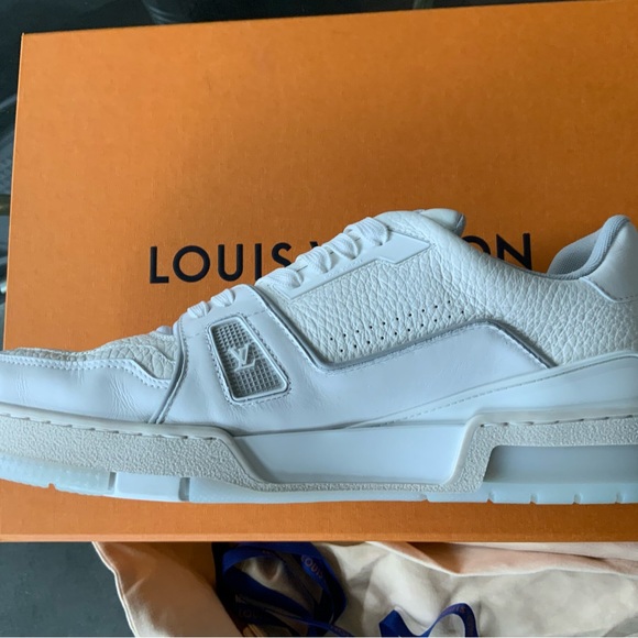 All white LV Trainers - worn twice. Like new. No scuffs or stains. - Picture 7 of 9